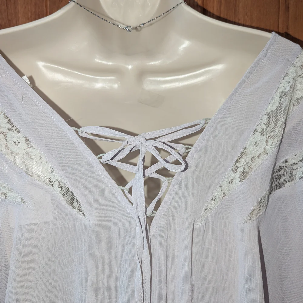 Blue‎ Bird Gray Puff Sleeve Blouse Relaxed Fit